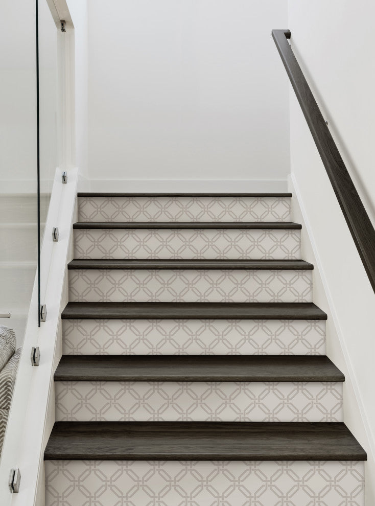 Octagon Links Peel and Stick Stair Riser Strips, Beige, 48"w X 6"h, 6 Pack