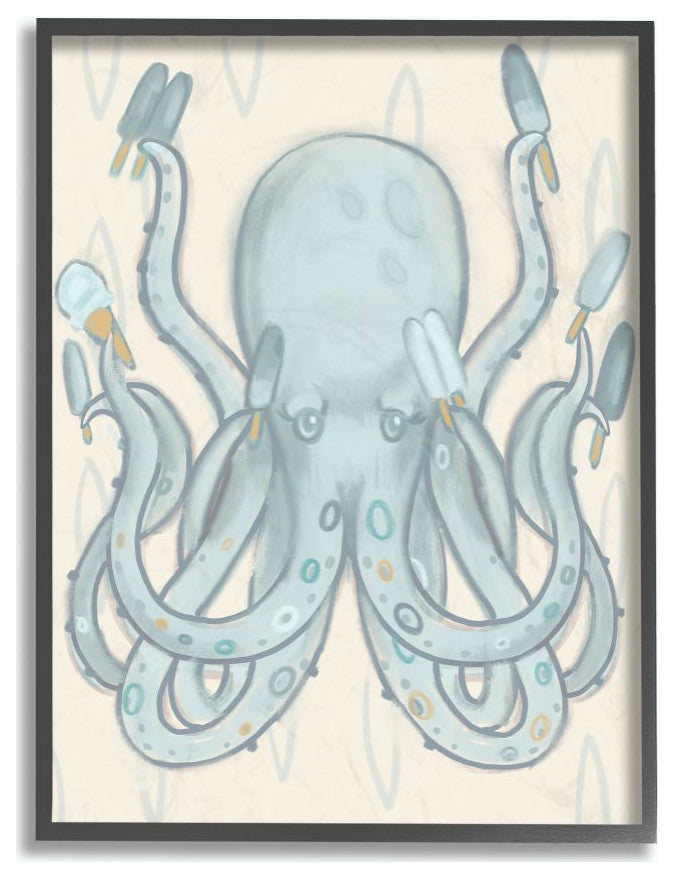 The Kids Room by Stupell Popsicle Octopus Ocean Sea Animal Blue Kids, 24 x 30