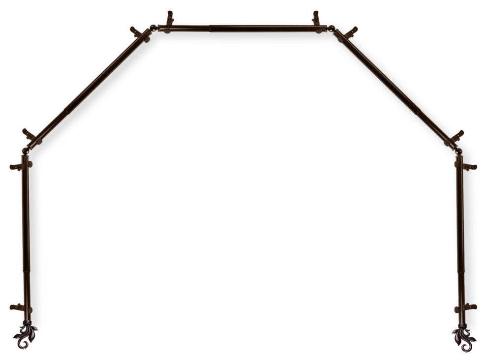 Giles 13/16" 5-Sided Bay Window Curtain Rod, Cocoa