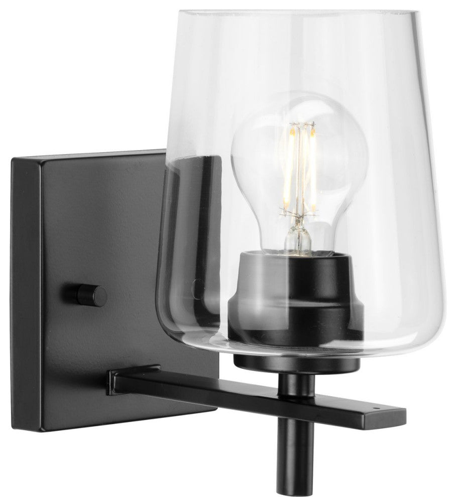 Calais 5" 1-Light Matte Black Clear Glass Bath Vanity Light