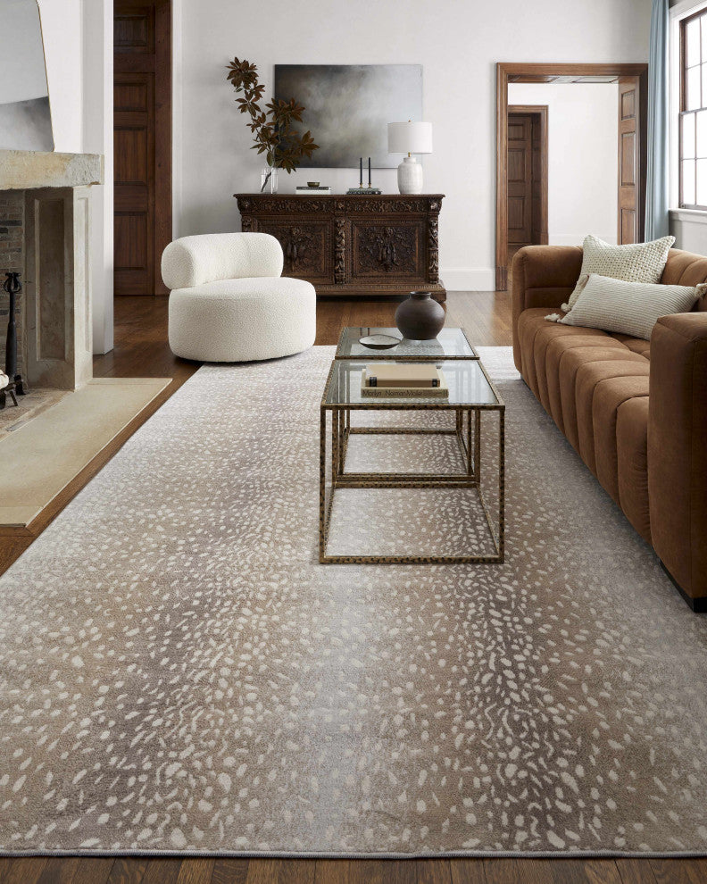 Hauteloom Pointblank Tan Leopard Print Rug, 7'10"x10' Rectangle