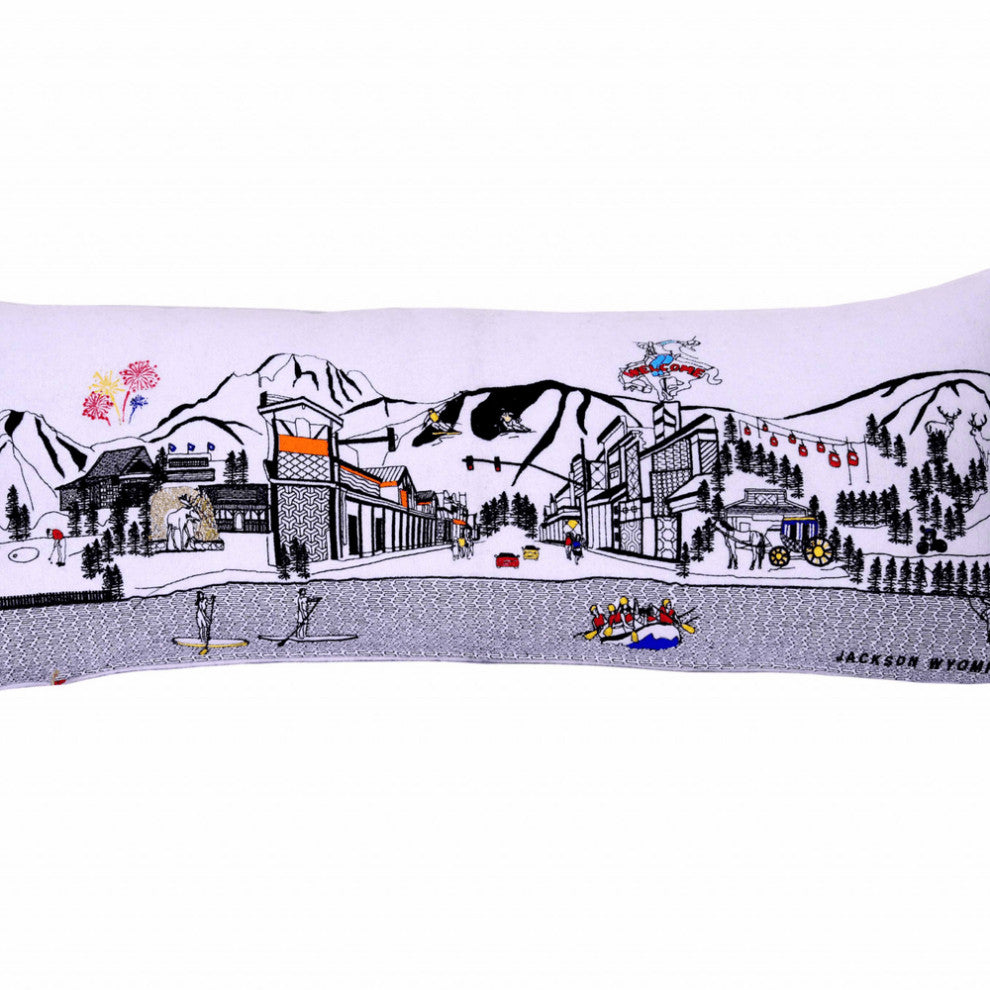35" White Jackson Daylight Skyline Lumbar Decorative Pillow
