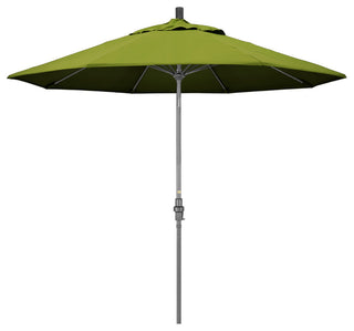 9' Grey Collar Tilt Lift Fiberglass Rib Aluminum Umbrella, Olefin, Kiwi