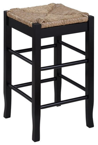 Square Rush Backless Counter Bar Stool, Black