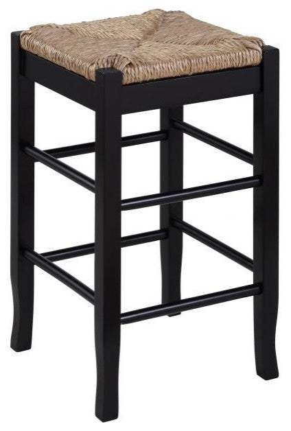 Square Rush Backless Counter Bar Stool, Black
