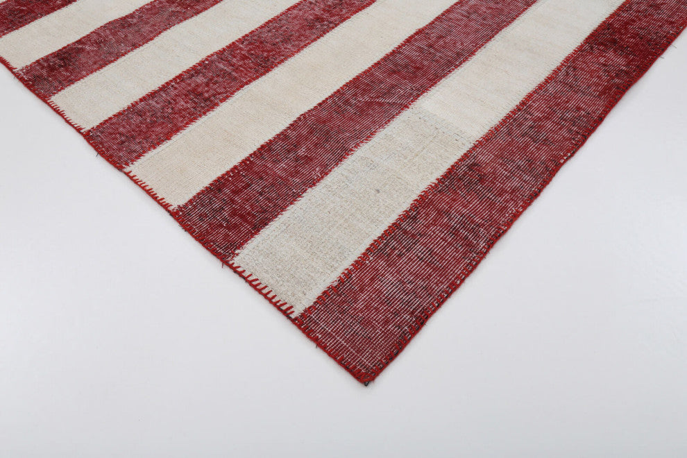 Rug N Carpet - Hand-knotted Turkish 6' 10'' x 10' 0'' Flag Patchwork Rug