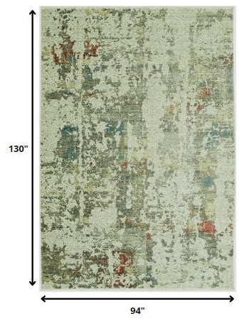 8"x11" Sage Ivory Weathered Vintage Area Rug