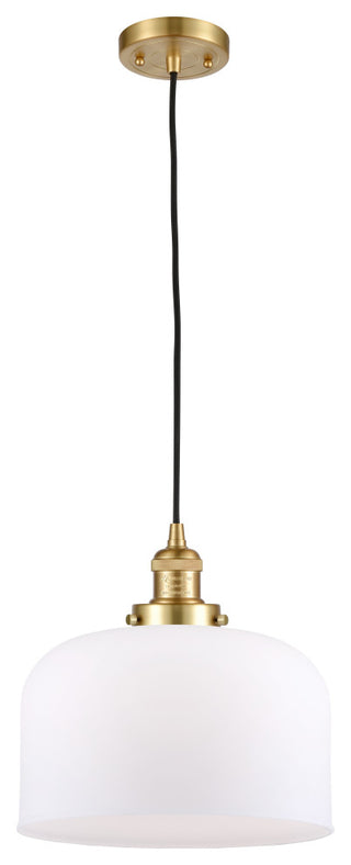X-Large Bell 1 Light Mini Pendant, Satin Gold, Matte White