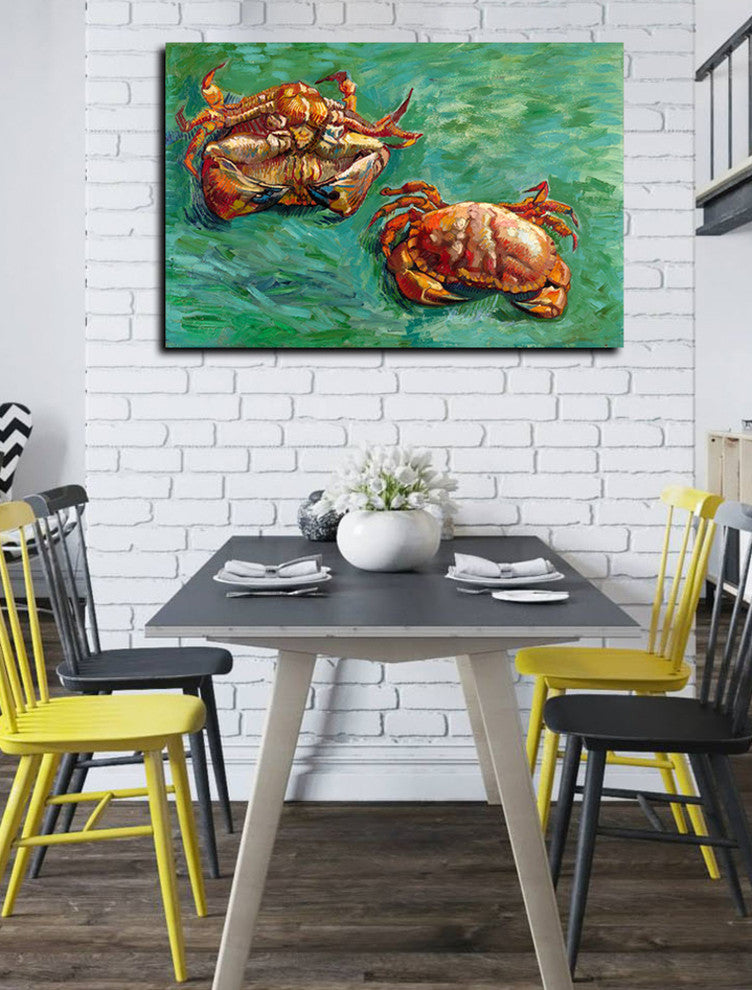 Epic Graffiti "Two Crabs" by Vincent Van Gogh Giclee Canvas Wall Art, 12"x18"