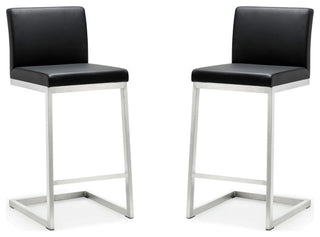 TOV Furniture Parma Black Stainless Steel Counter Stool - Set of 2