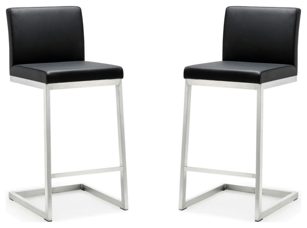 TOV Furniture Parma Black Stainless Steel Counter Stool - Set of 2