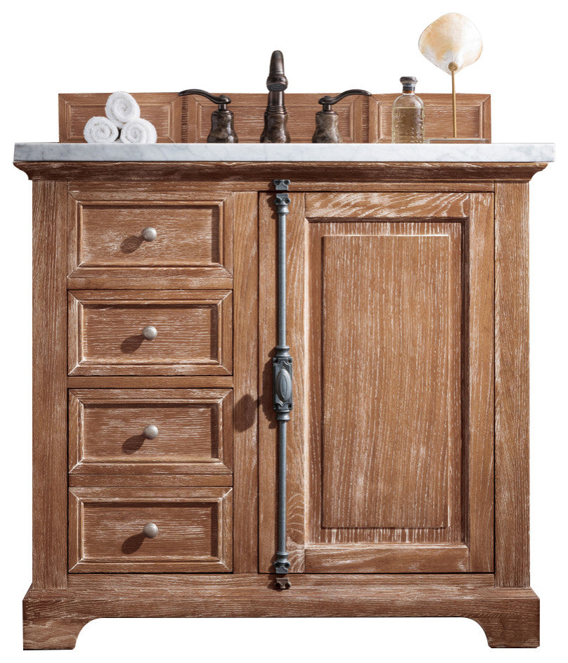 James Martin 238-105-5511-3CAR 36" Driftwood Vanity with Carrara Marble Top