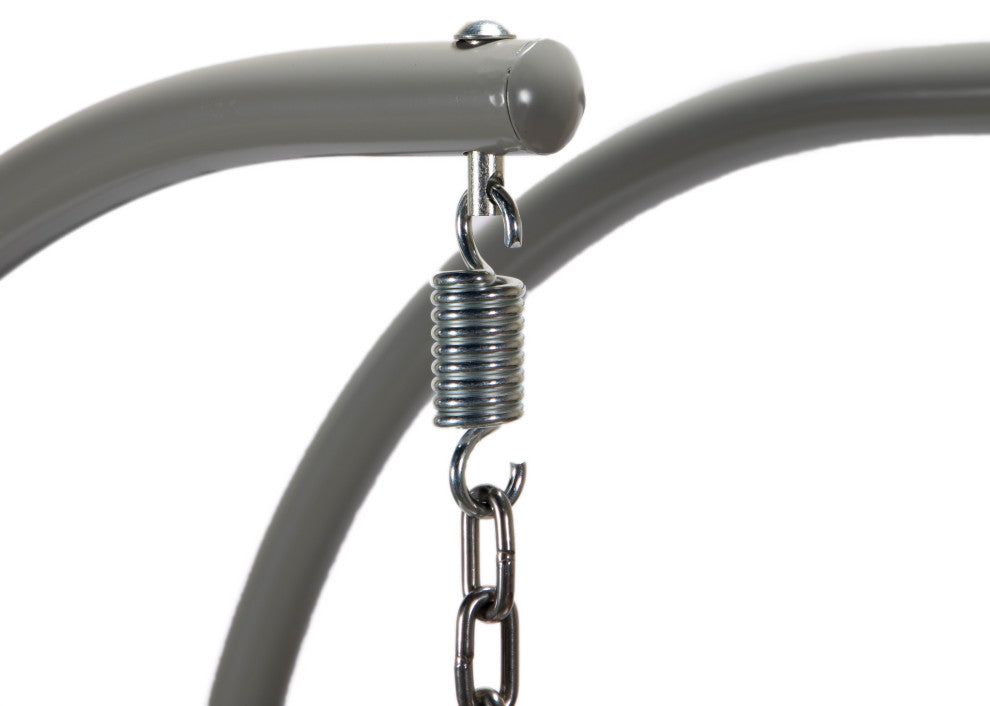 LeisureMod Mendoza Light Gray Wicker Hanging Double Egg Swing Chair, Taupe