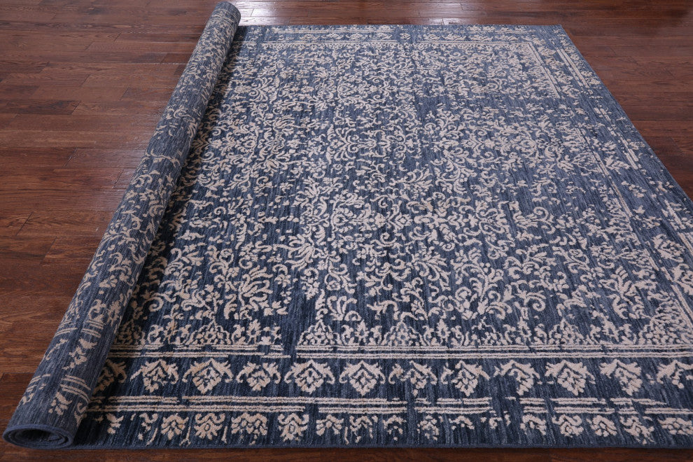 8' 1" X 10' 1" Hand Knotted Wool and Silk Persian Rug Q6252