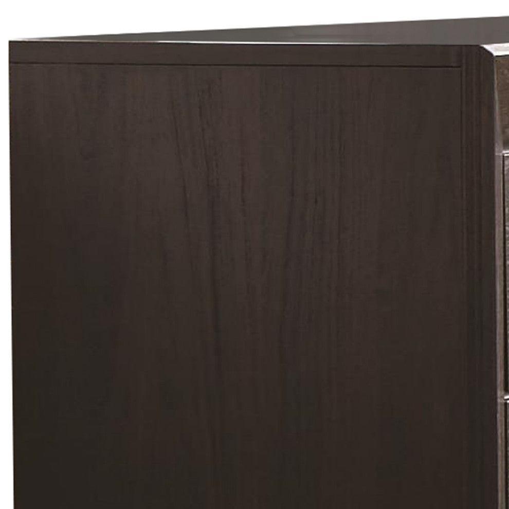 Benzara BM182705 Wooden Transitional Six Drawer Dresser, Dark Cocoa Brown