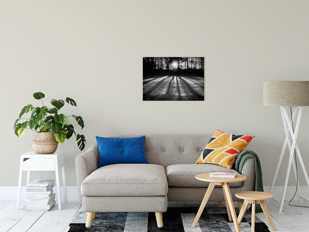 Primitive Wall Decor: Black & White Canvas Photo Print Winter Shadows, 18" X 24"