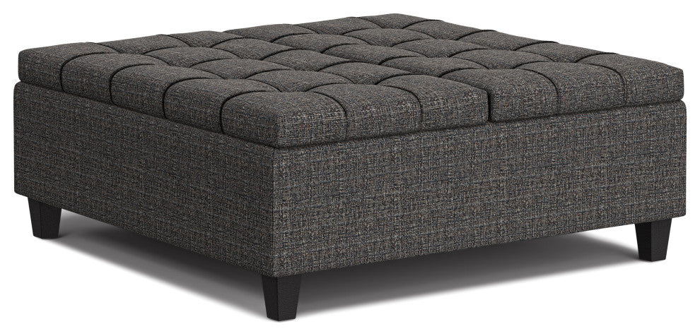 Harrison Large Square Coffee Table Storage Ottoman, Ebony