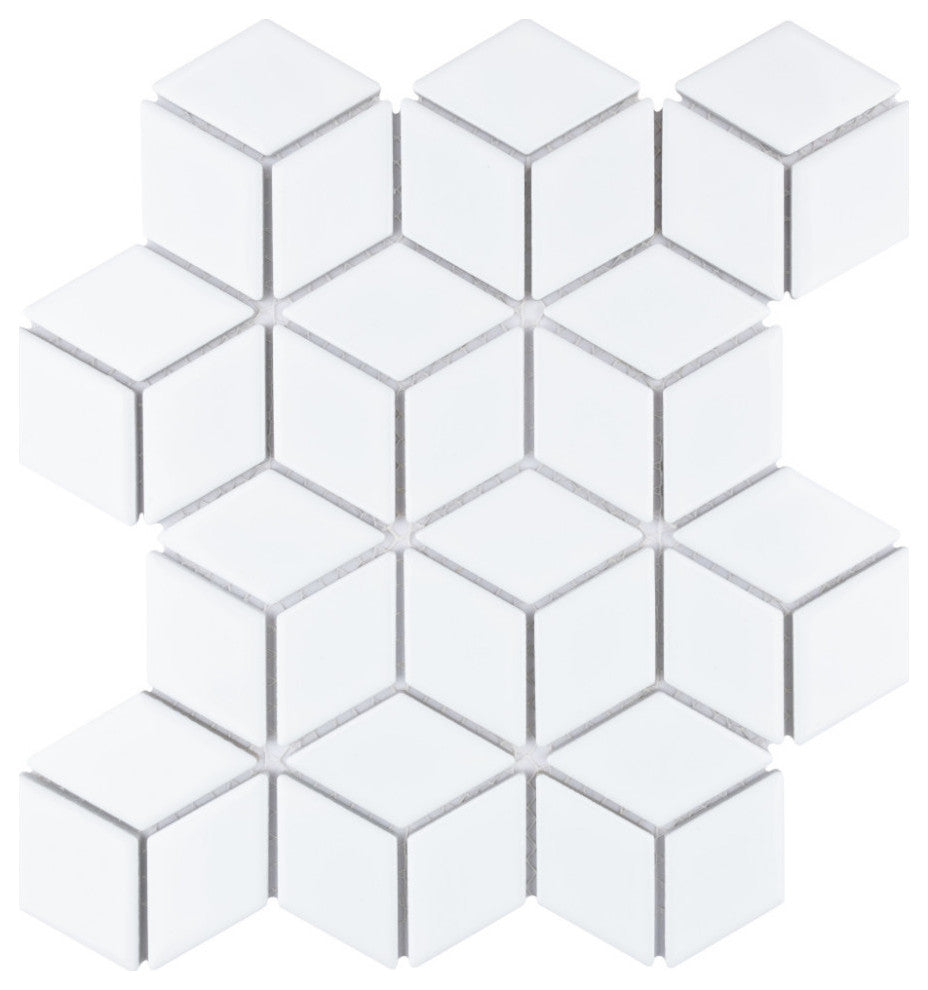 Hudson Rhombus Porcelain Mosaic Tile Sample