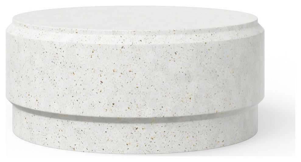 Mixx, Barrel 39" Coffee Table, Ivory Terrazzo
