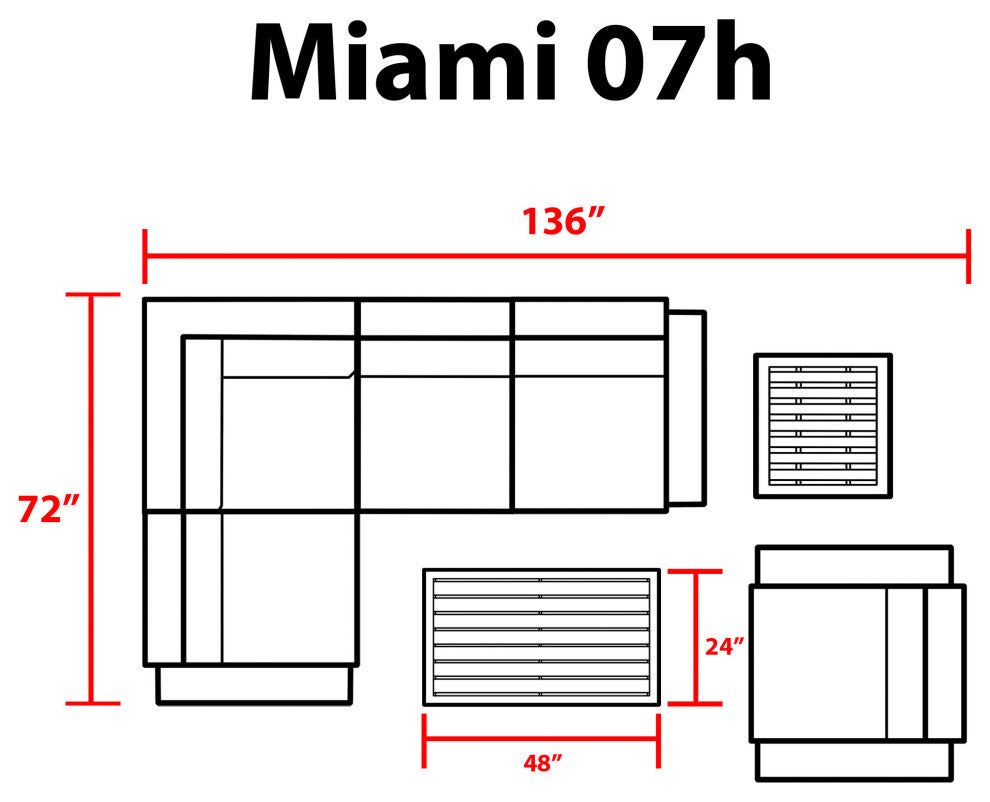 Miami 7 Piece Outdoor Wicker Patio Furniture Set 07h