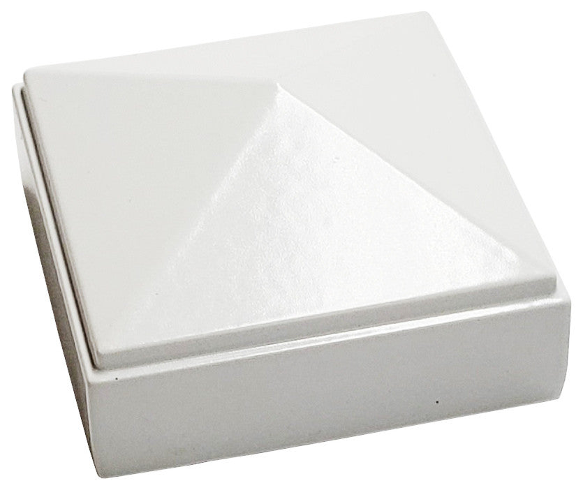 2"x2" Aluminium Pyramid Post Cap for Metal Posts, Pressure Fit, White (DHPPC20W)