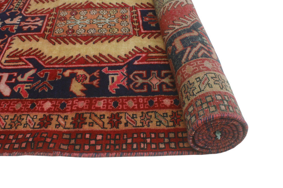 Fine Vintage Distressed Ervin Red/Navy Runner, 3'5x9'8