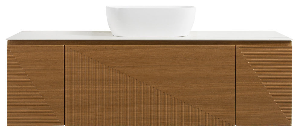 Simon Series Wall Mount Vanity With a Porcelain Vessel Sink, 60"
