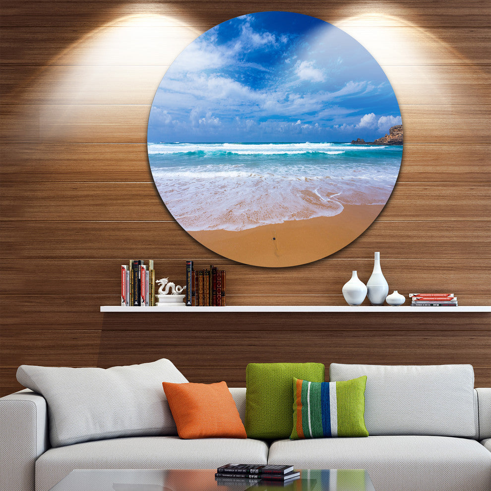 Serene Atlantic Seashore Portugal, Seashore Disc Metal Wall Art, 36"