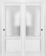 Closet Bypass Doors 56 x 80 & hardware|Lucia 22 Matte White & Glass|Solid Doors