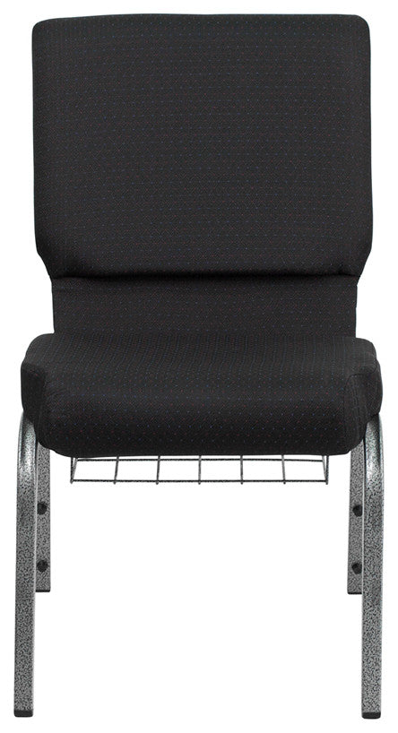 18.5''W Chair in Black Patterned Fabric with Cup Book Rack