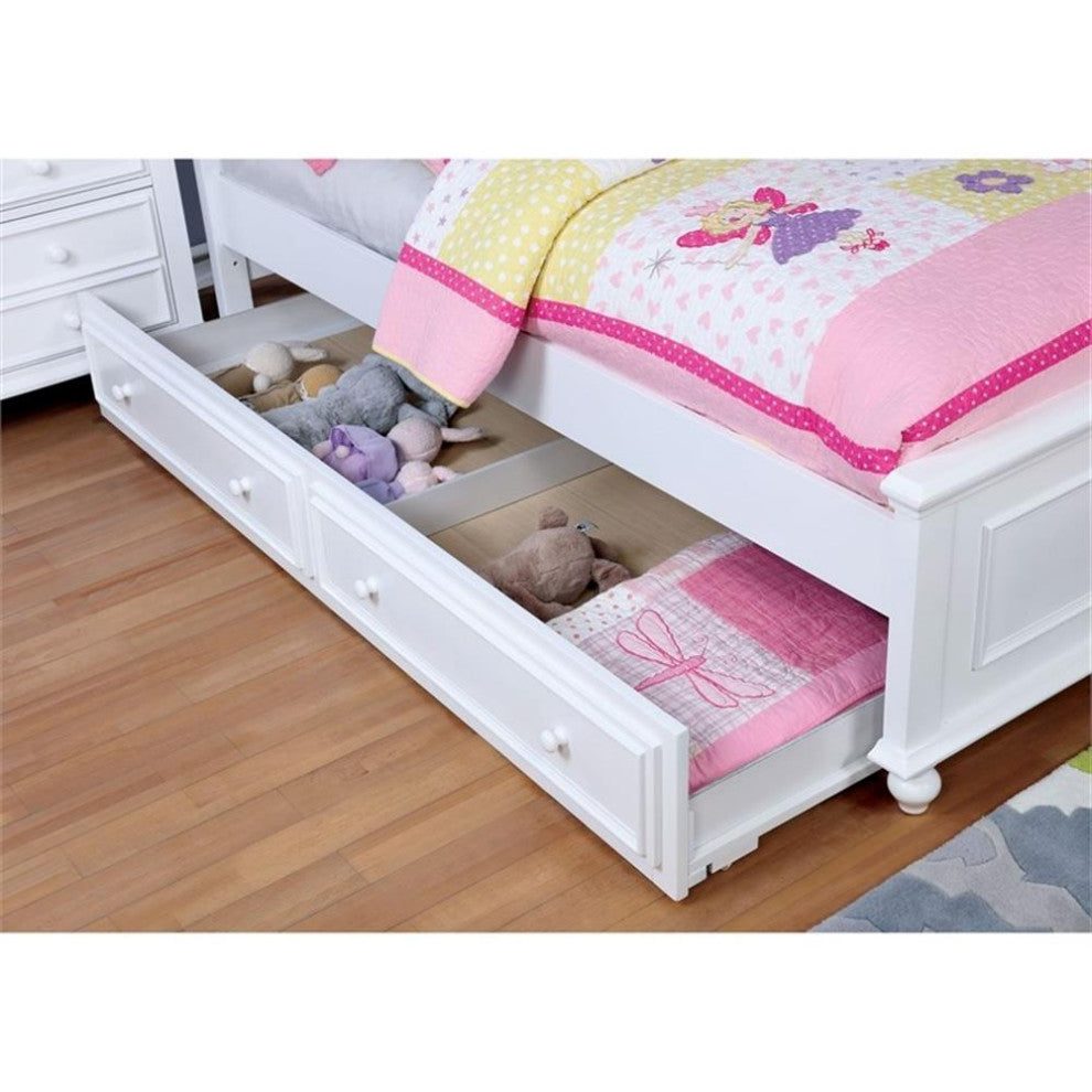 Furniture of America Noell Traditional Solid Wood Trundle Unit in White
