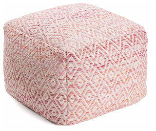 Cherokee Sunset 22"x22"x17" Pink/Beige Pouf