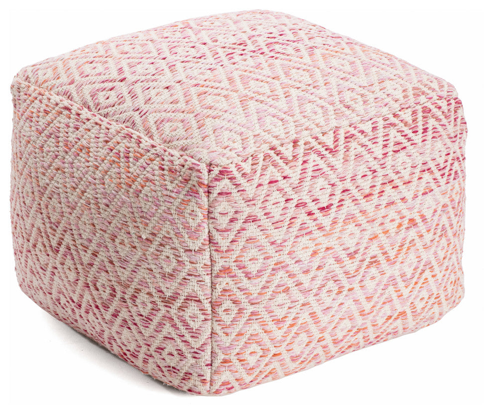 Cherokee Sunset 22"x22"x17" Pink/Beige Pouf