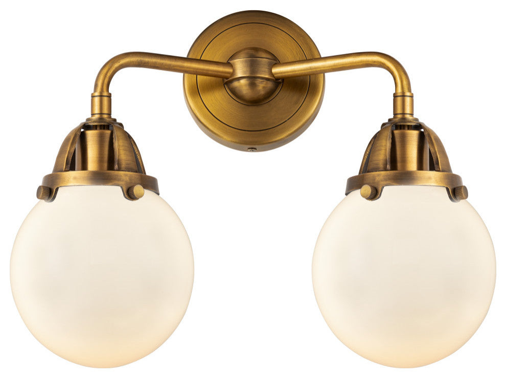 Beacon Bath Vanity Light, Brushed Brass, Matte White, Matte White