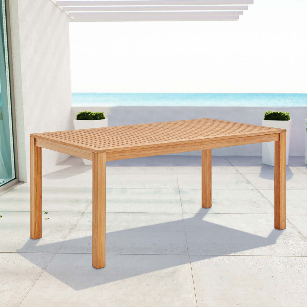 Farmstay 63" Rectangle Outdoor Patio Teak Wood Dining Table Natural
