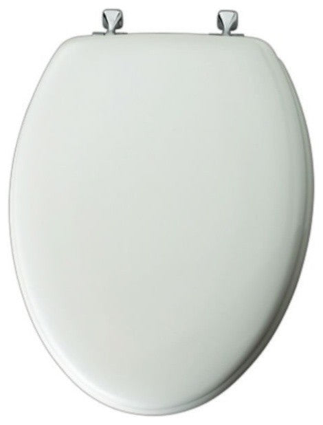 Mayfair 144CP-000 Elongated Molded Wood Toilet Seat with Chrome Hinge, White