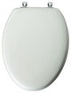 Mayfair 144CP-000 Elongated Molded Wood Toilet Seat with Chrome Hinge, White