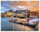 Cape Town Waterfront at Sunset, Modern Landscape Canvas Art, 36x28, 3 Panels