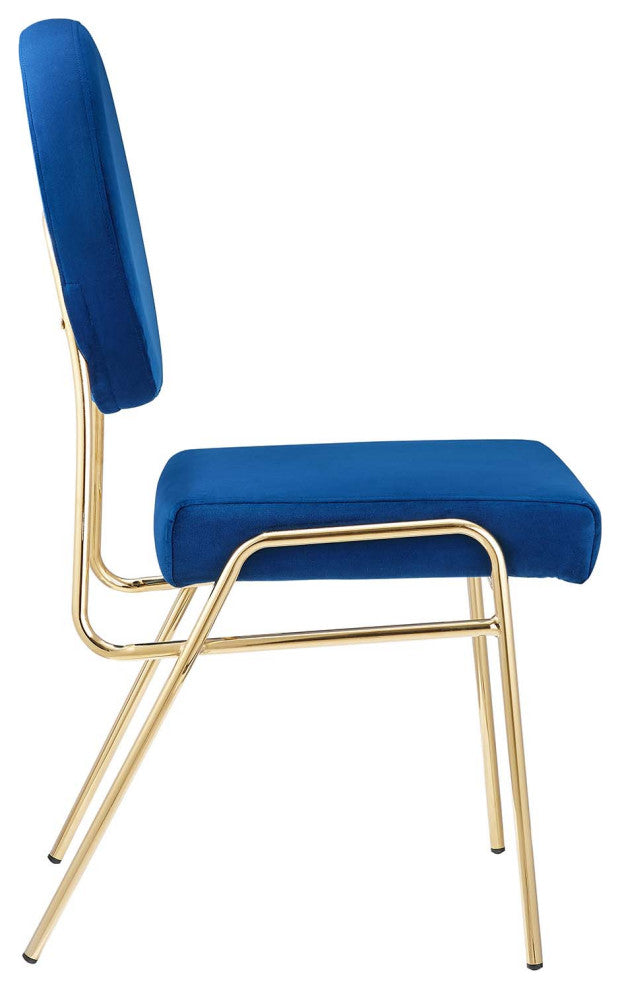 Craft Performance Velvet Dining Side Chairs, Set of 2, Gold Navy