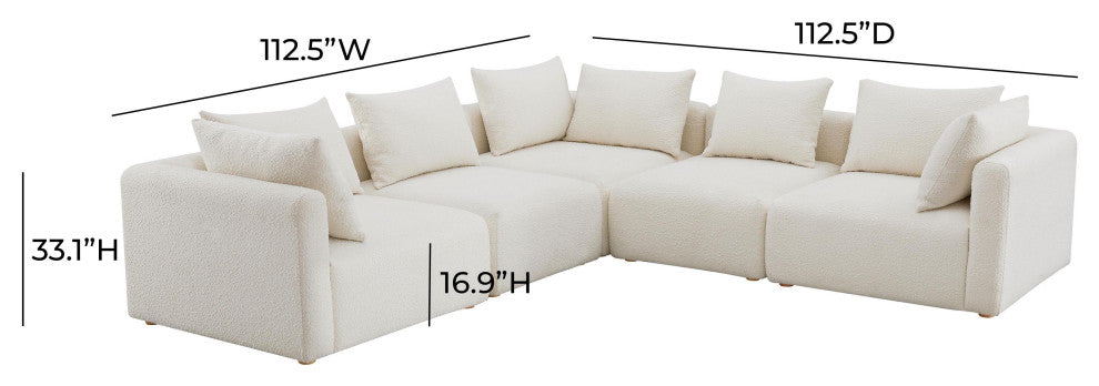 Hangover Cream Boucle 5-Piece Modular L-Sectional - Cream