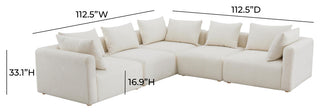 Hangover Cream Boucle 5-Piece Modular L-Sectional - Cream