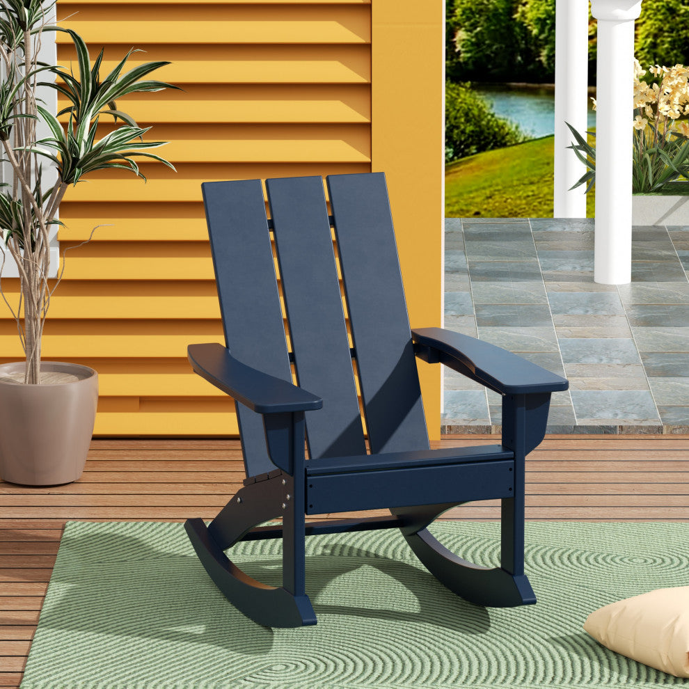 WestinTrends Modern Adirondack Outdoor Patio Rocking Chair, Porch Rocker, Navy Blue