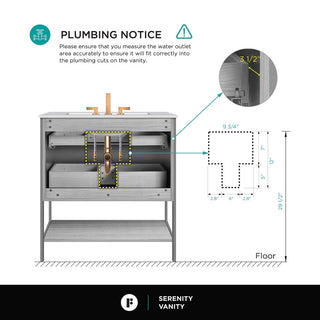 Serenity Bath Vanity, White Matte, Brass, White Glass Sink Top, 1-Hole