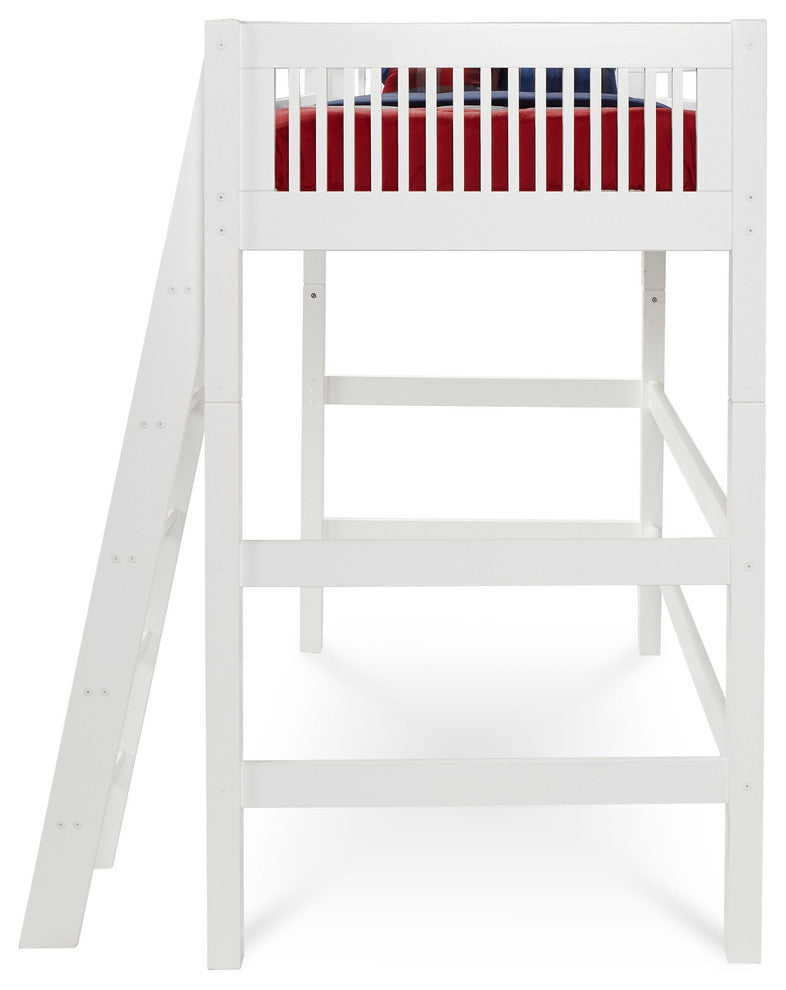 Camaflexi Twin, High Loft Bed, Mission Headboard, White