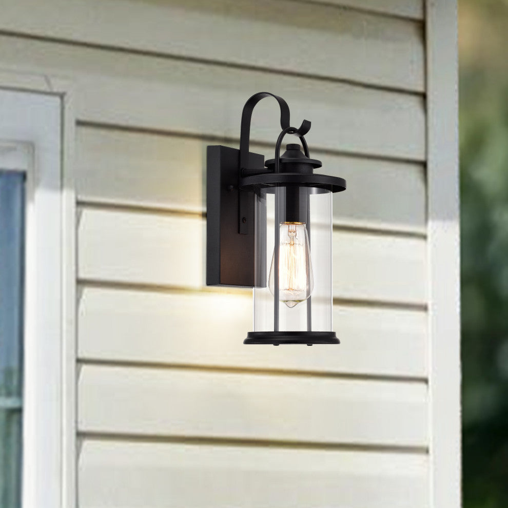 CHLOE Lighting AINSLEY Transitional 1-Light Textured Black Outdoor Wall Sconce