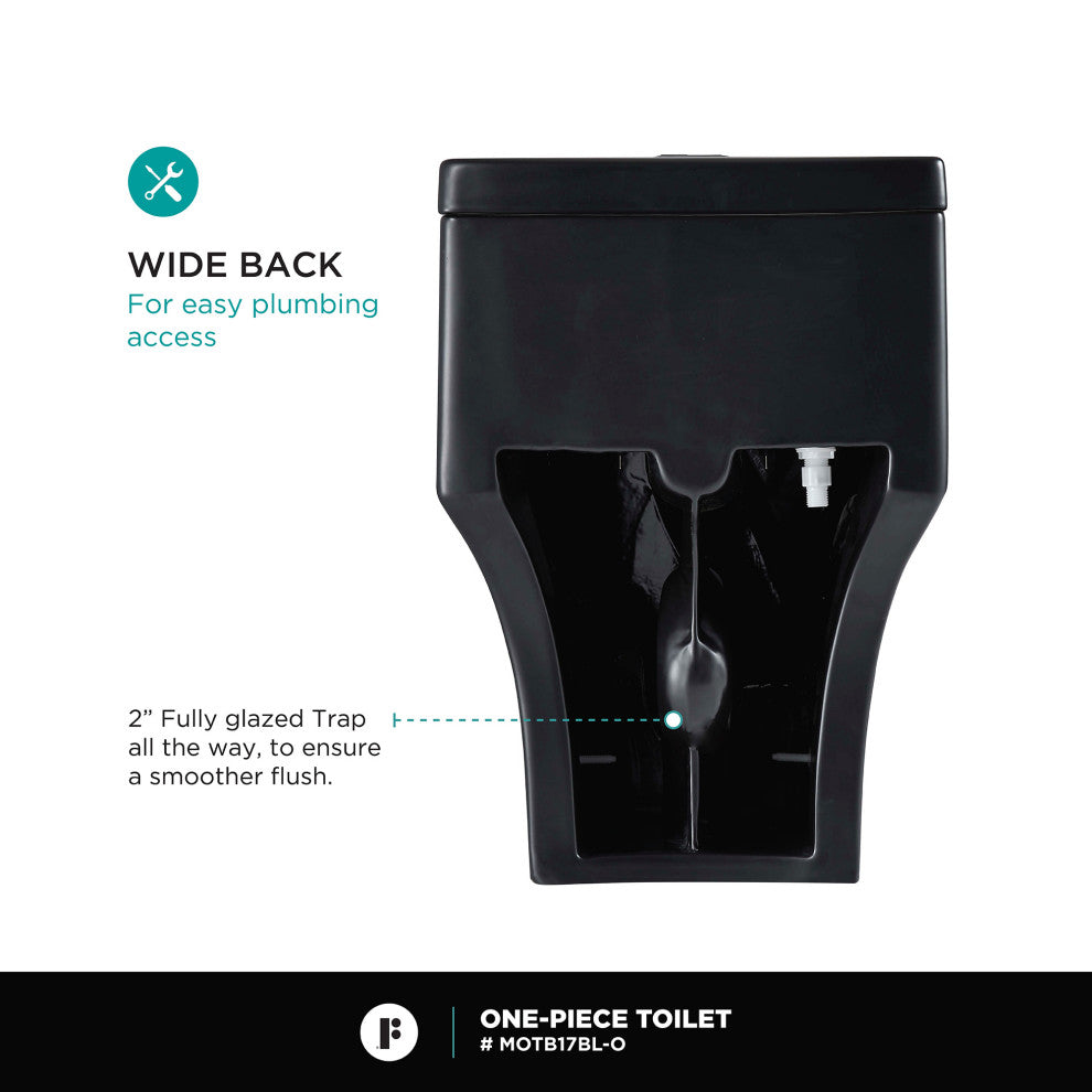 Fine Fixtures Dual-Flush Elongated One-Piece Toilet, Black Matte