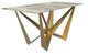 LeisureMod Nuvor Dining Table With Rectangular Top and Gold Steel Base, Deep Gray, 55 Inch