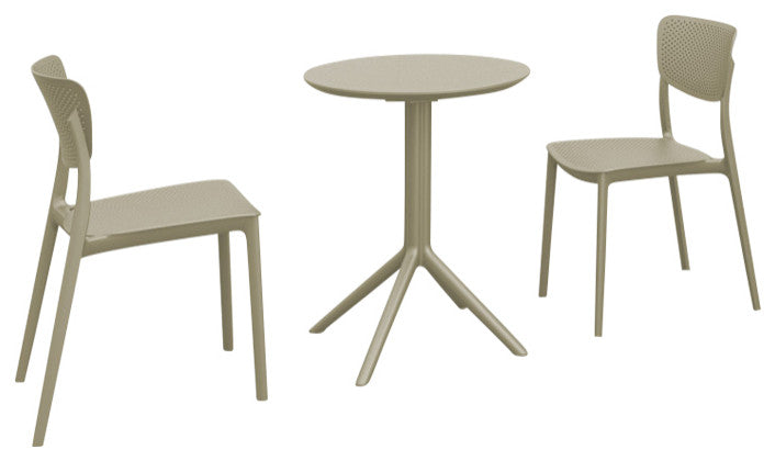 Lucy Round Bistro Set 3 Piece With 24" Table Top Taupe