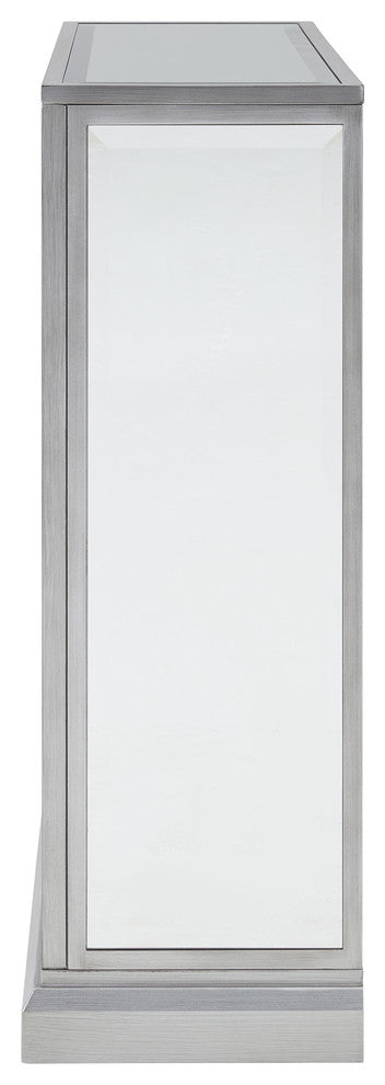 Trason Mirrored Faux Stone Fireplace with Color Changing Firebox, Silver