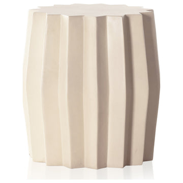 Gem Outdoor End Table-Parchment White